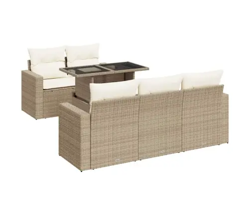 6-Osaline Aiadiivani Komplekt Patjadega, Beež, Polürotang