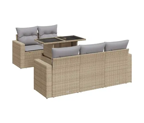 6-Daļīgs Dārza Dīvāna Komplekts, Matrači, Bēša Pe Rotangpalma Vidaxl