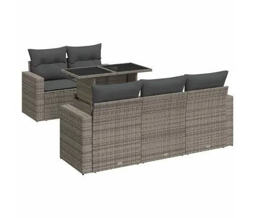 Sofos Komplektas Su Pagalvėlėmis, 6 Dalių, Pilkas, Poliratanas