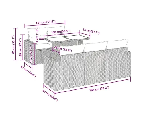 Sofos Komplektas Su Pagalvėlėmis, 6 Dalių, Pilkas, Poliratanas