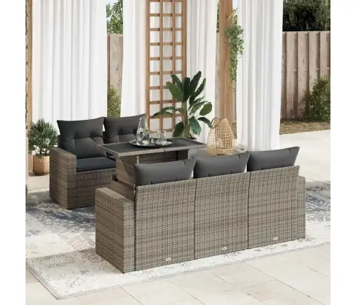 Sofos Komplektas Su Pagalvėlėmis, 6 Dalių, Pilkas, Poliratanas