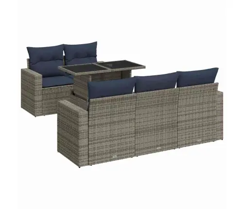 6-Daļīgs Dārza Dīvāna Komplekts, Matrači, Pelēka Pe Rotangpalma Vidaxl