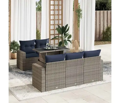 6-Daļīgs Dārza Dīvāna Komplekts, Matrači, Pelēka Pe Rotangpalma Vidaxl