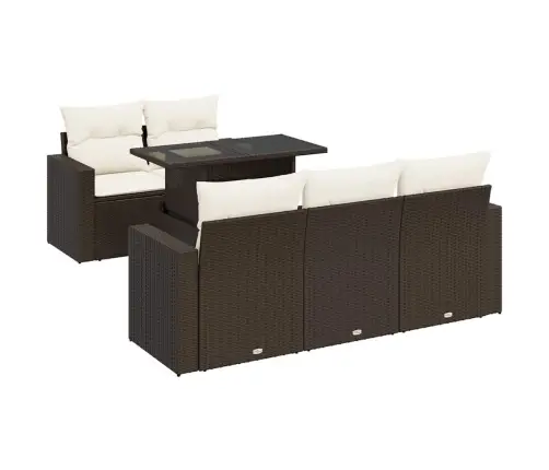 Sofos Komplektas Su Pagalvėlėmis, 6 Dalių, Rudas, Poliratanas