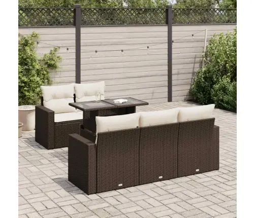 Sofos Komplektas Su Pagalvėlėmis, 6 Dalių, Rudas, Poliratanas