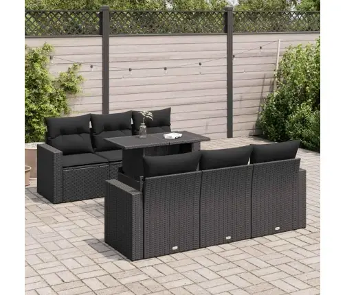 7-Daļīgs Dārza Dīvāna Komplekts Ar Matračiem, Melna Pe Vidaxl 7-Daļīgs Dārza Dīvāna Komplekts Ar Matračiem, Melna Pe Vidaxl