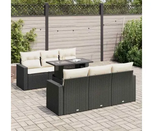 7-Daļīgs Dārza Dīvāna Komplekts Ar Matračiem, Melna Pe Vidaxl