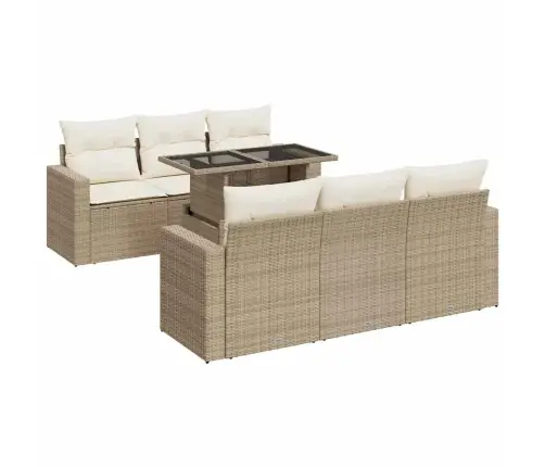 7-Daļīgs Dārza Dīvāna Komplekts, Matrači, Bēša Pe Rotangpalma Vidaxl