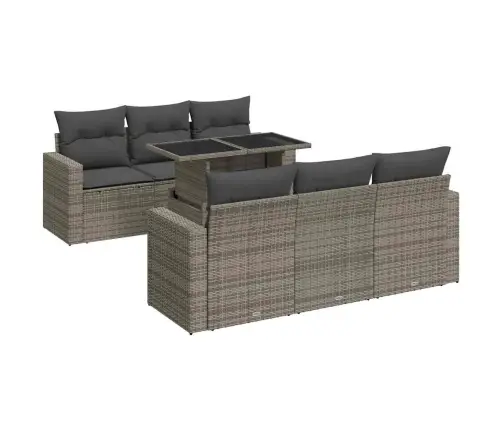 7-Daļīgs Dārza Dīvāna Komplekts, Matrači, Pelēka Pe Rotangpalma Vidaxl