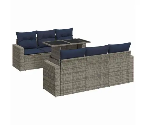 7-Daļīgs Dārza Dīvāna Komplekts, Matrači, Pelēka Pe Rotangpalma Vidaxl