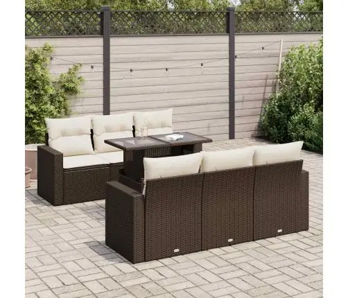 Sofos Komplektas Su Pagalvėlėmis, 7 Dalių, Rudas, Poliratanas