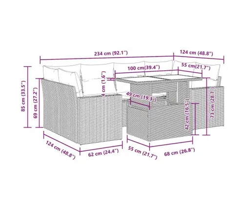 7-Osaline Aiadiivani Komplekt Patjadega, Must, Polürotang