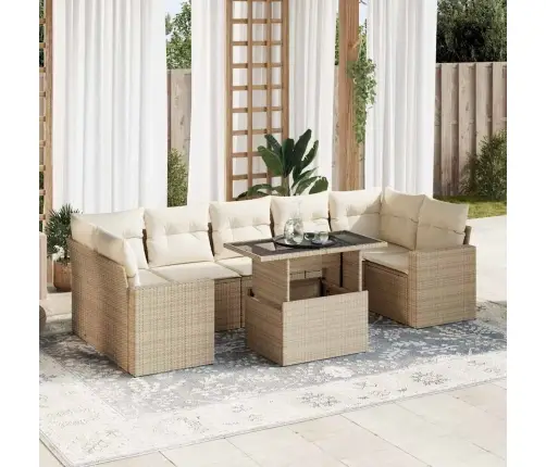 Sofos Komplektas Su Pagalvėlėmis, 8 Dalių, Smėlio, Poliratanas