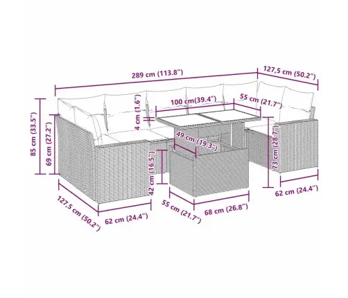 Sofos Komplektas Su Pagalvėlėmis, 8 Dalių, Smėlio, Poliratanas