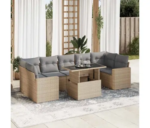 Sofos Komplektas Su Pagalvėlėmis, 8 Dalių, Smėlio, Poliratanas