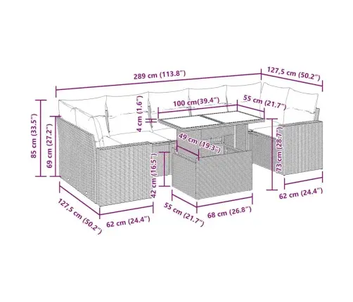 8-Osaline Aiadiivani Komplekt Patjadega, Hall, Polürotang