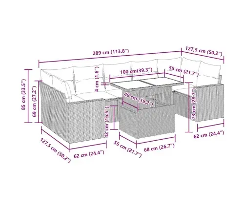 Sodo Komplektas Su Pagalvėlėmis, 8 Dalių, Poliratanas/Akacija
