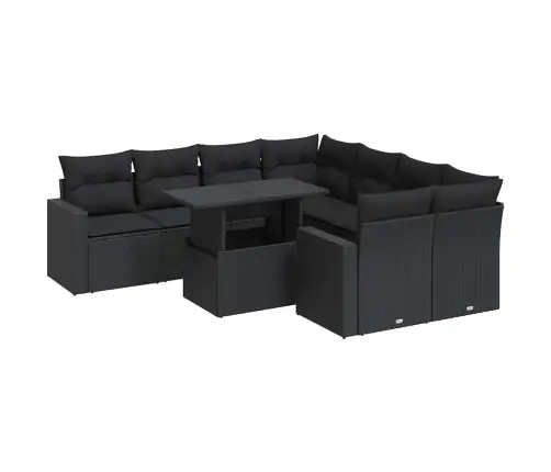 9-Daļīgs Dārza Dīvāna Komplekts, Matrači, Melna Pe Rotangpalma Vidaxl