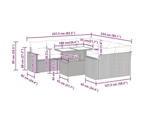 9-Daļīgs Dārza Dīvāna Komplekts, Matrači, Melna Pe Rotangpalma Vidaxl