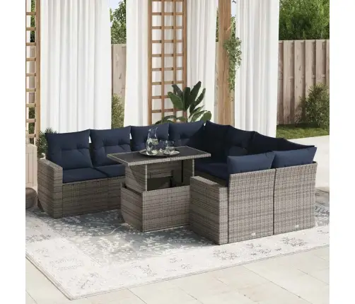 Sodo Komplektas Su Pagalvėlėmis, 9 Dalių, Poliratanas/Akacija