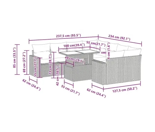 9-Osaline Aiadiivani Komplekt Patjadega, Pruun, Polürotang