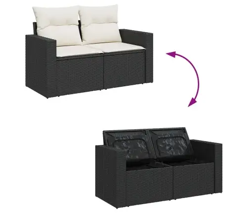 6-Osaline Aiadiivani Komplekt Patjadega, Must, Polürotang