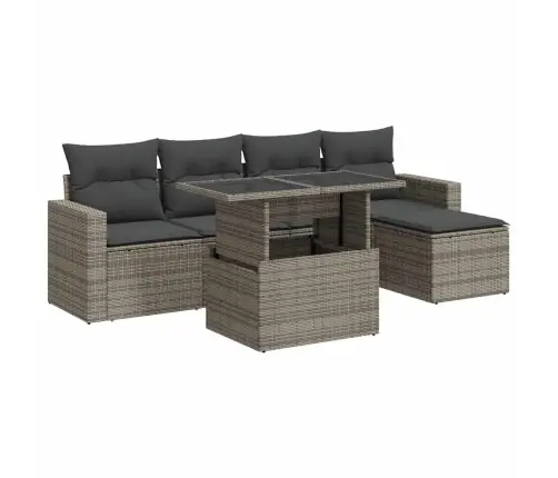 Sofos Komplektas Su Pagalvėlėmis, 6 Dalių, Pilkas, Poliratanas