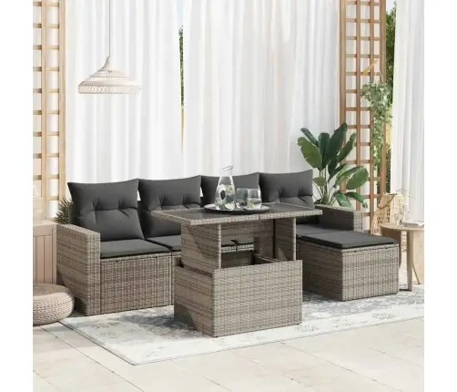 Sofos Komplektas Su Pagalvėlėmis, 6 Dalių, Pilkas, Poliratanas