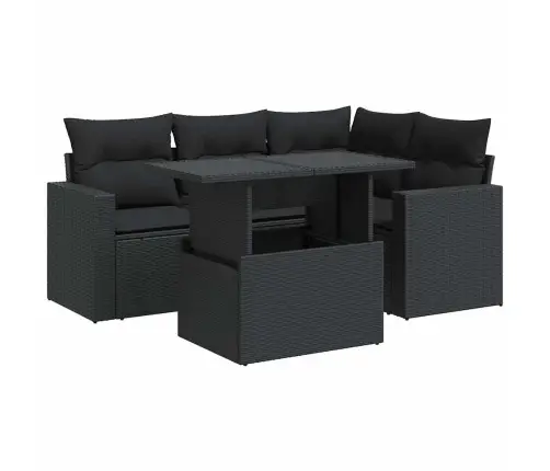 5-Daļīgs Dārza Dīvāna Komplekts Ar Matračiem, Pe Rotangpalma Vidaxl