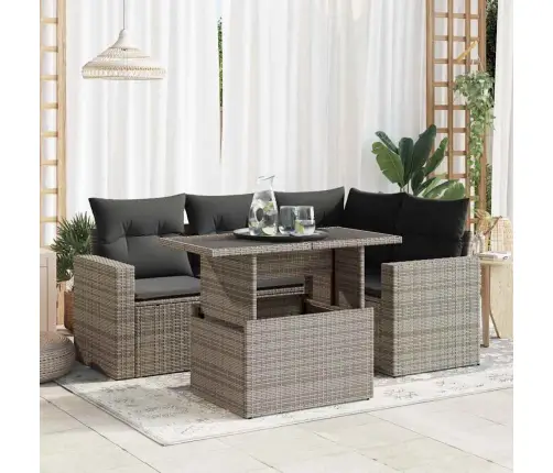 Sofos Komplektas Su Pagalvėlėmis, 5 Dalių, Pilkas, Poliratanas