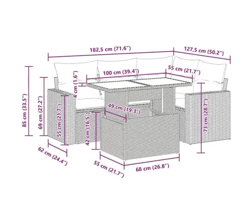 5-Osaline Aiadiivani Komplekt Patjadega, Hall , Polürotang