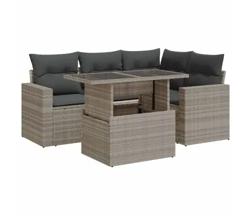 5-Osaline Aiamööblikomplekt Patjadega, Helehall, Polürotang