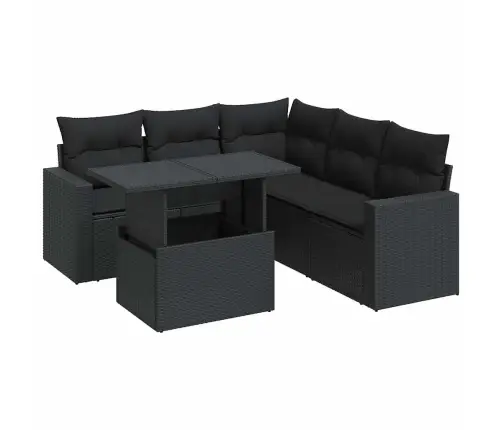 6-Daļīgs Dārza Dīvāna Komplekts, Matrači, Melna Pe Rotanpalma Vidaxl