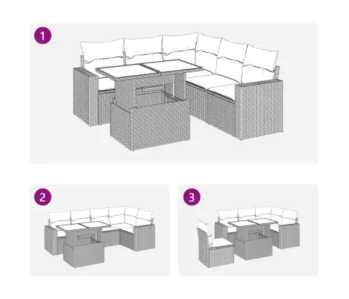 Sodo Komplektas Su Pagalvėlėmis, 6 Dalių, Poliratanas/Akacija