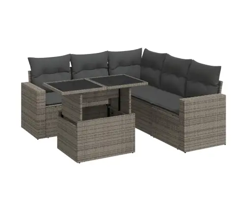 Sofos Komplektas Su Pagalvėlėmis, 6 Dalių, Pilkas, Poliratanas