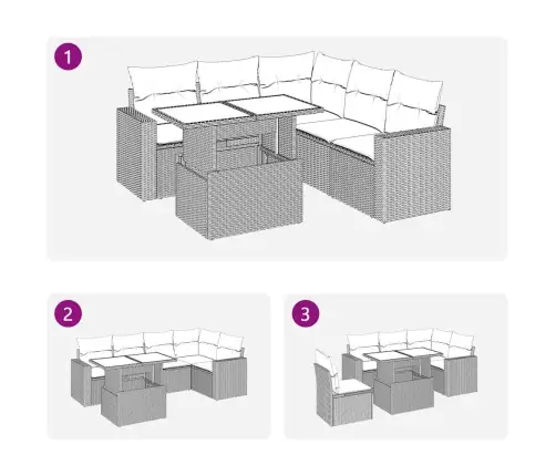 6-Daļīgs Dārza Dīvāna Komplekts, Matrači, Pelēka Pe Rotangpalma Vidaxl