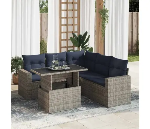 6-Daļīgs Dārza Dīvāna Komplekts, Matrači, Pelēka Pe Rotangpalma Vidaxl