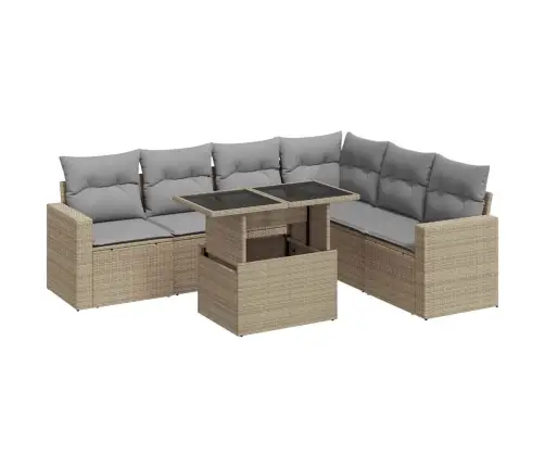 7-Osaline Aiadiivani Komplekt Patjadega, Beež, Polürotang