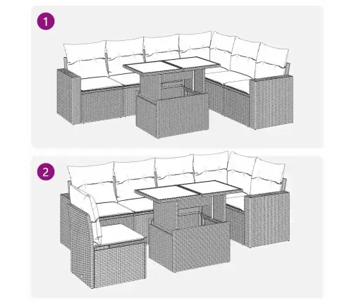 7-Osaline Aiadiivani Komplekt Patjadega, Beež, Polürotang