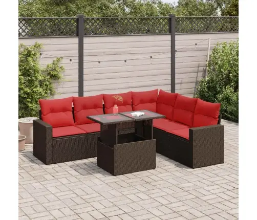 7-Daļīgs Dārza Dīvāna Komplekts, Matrači, Pelēka Pe Rotangpalma Vidaxl