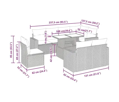 9-Daļīgs Dārza Dīvāna Komplekts, Matrači, Melna Pe Rotangpalma Vidaxl