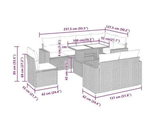 Sodo Komplektas Su Pagalvėlėmis, 9 Dalių, Poliratanas/Akacija