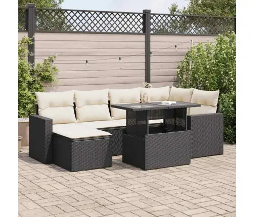 7-Daļīgs Dārza Dīvāna Komplekts Ar Matračiem, Melna Pe Vidaxl