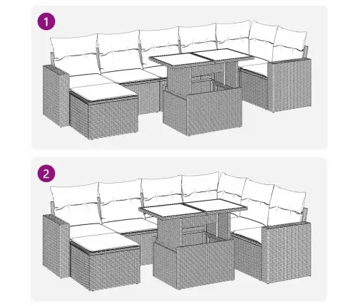 Sofos Komplektas Su Pagalvėlėmis, 8 Dalių, Juodas, Poliratanas