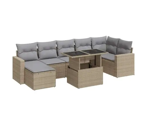 8-Osaline Aiadiivani Komplekt Patjadega, Beež, Polürotang