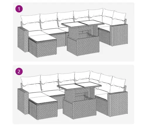 8-Osaline Aiadiivani Komplekt Patjadega, Beež, Polürotang