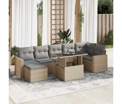 8-Osaline Aiadiivani Komplekt Patjadega, Beež, Polürotang