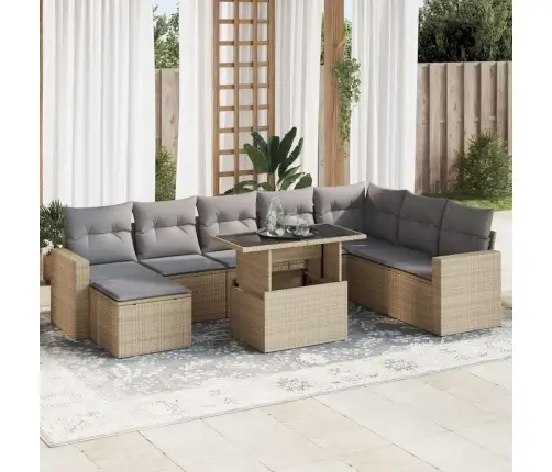 9-Osaline Aiadiivani Komplekt Patjadega, Beež, Polürotang