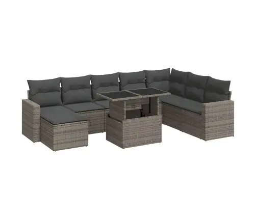 Sofos Komplektas Su Pagalvėlėmis, 9 Dalių, Pilkas, Poliratanas