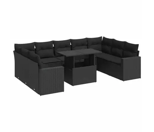 10-Osaline Aiadiivani Komplekt Patjadega, Must, Polürotang